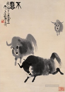 Wu zuoren corriendo ganado tinta china antigua Pinturas al óleo